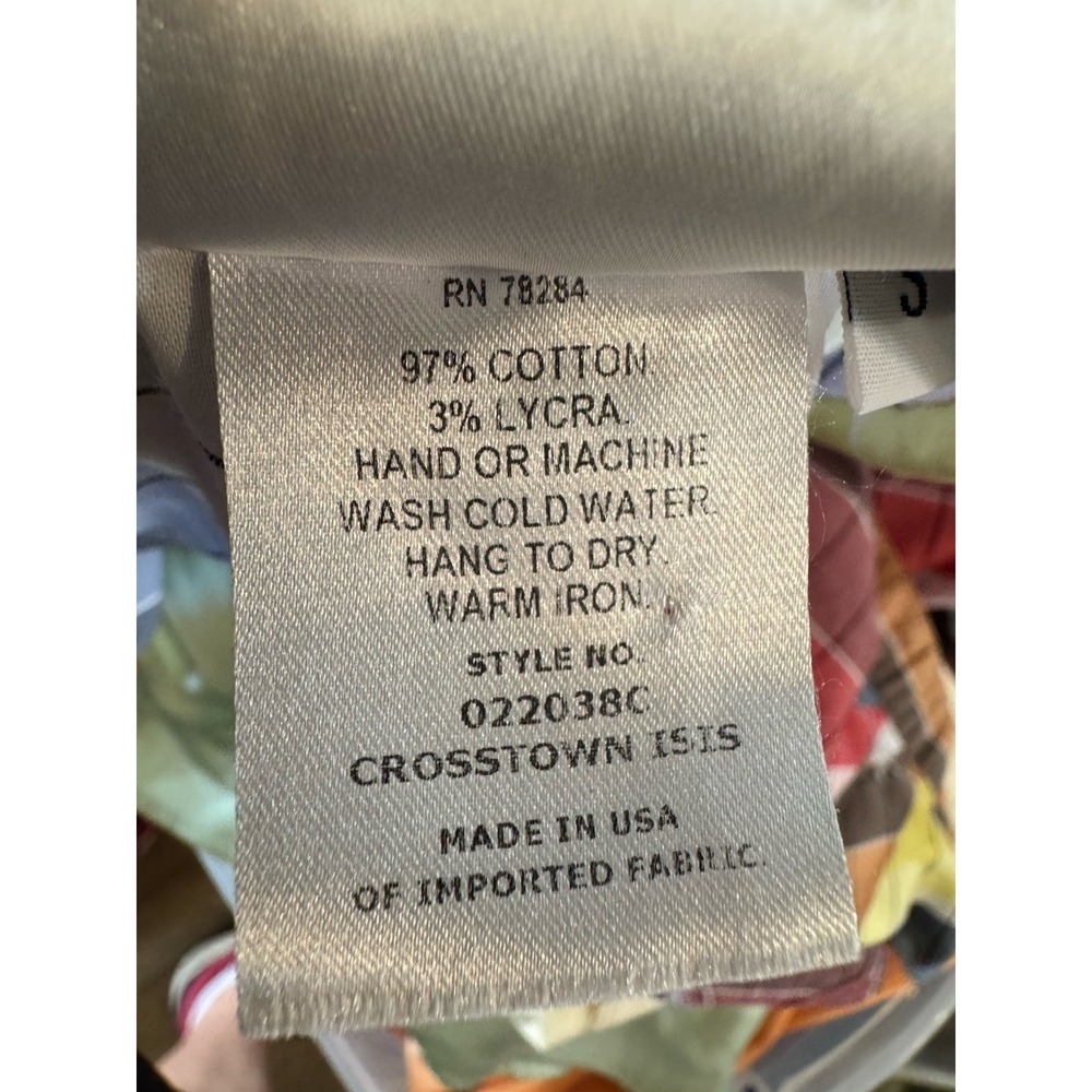Finley Rainbow Top Plaid Ruched Button Down Multicolor Retro 70s Stretch Small - Picture 9 of 9